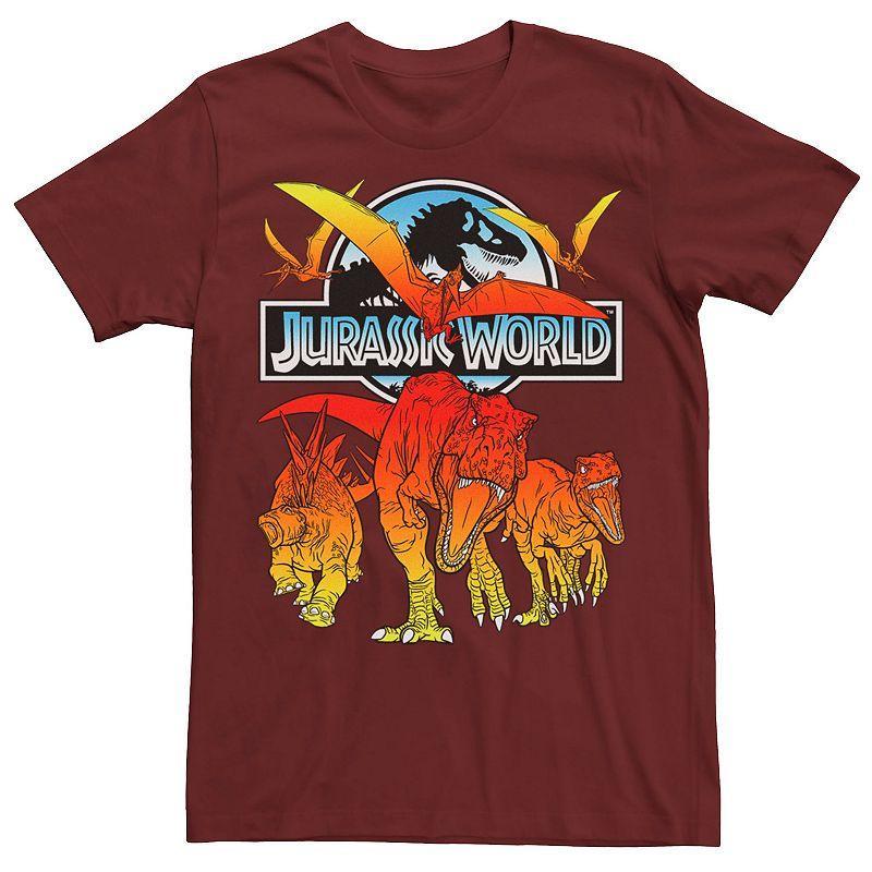 Mens Jurassic World Two Dino Charging Comic Pop Tee Athletic Grey Product Image