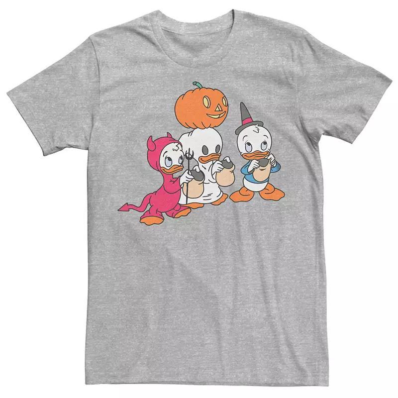 Disneys Duck Tales Huey Dewey Louie Big & Tall Trick Or Treating Graphic Tee, Mens Athletic Grey Product Image