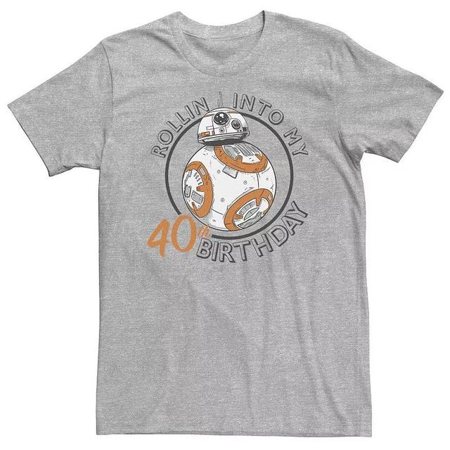 Big & Tall Star Wars BB-8 Rollin Into My 40th Birthday Tee, Mens Athletic Grey Product Image