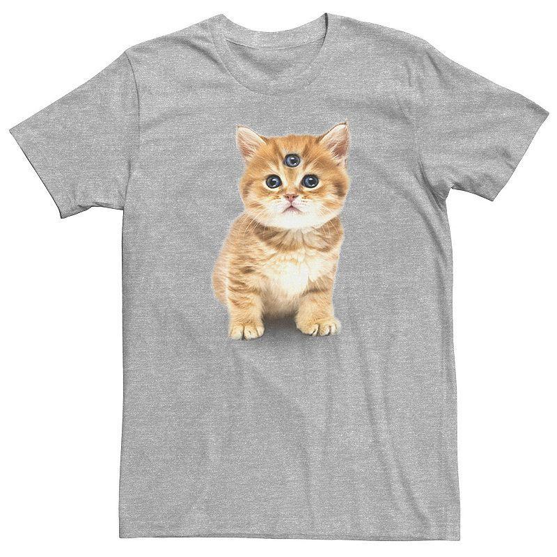 Big & Tall Third-Eye Cat Portrait Tee, Mens Athletic Grey Product Image