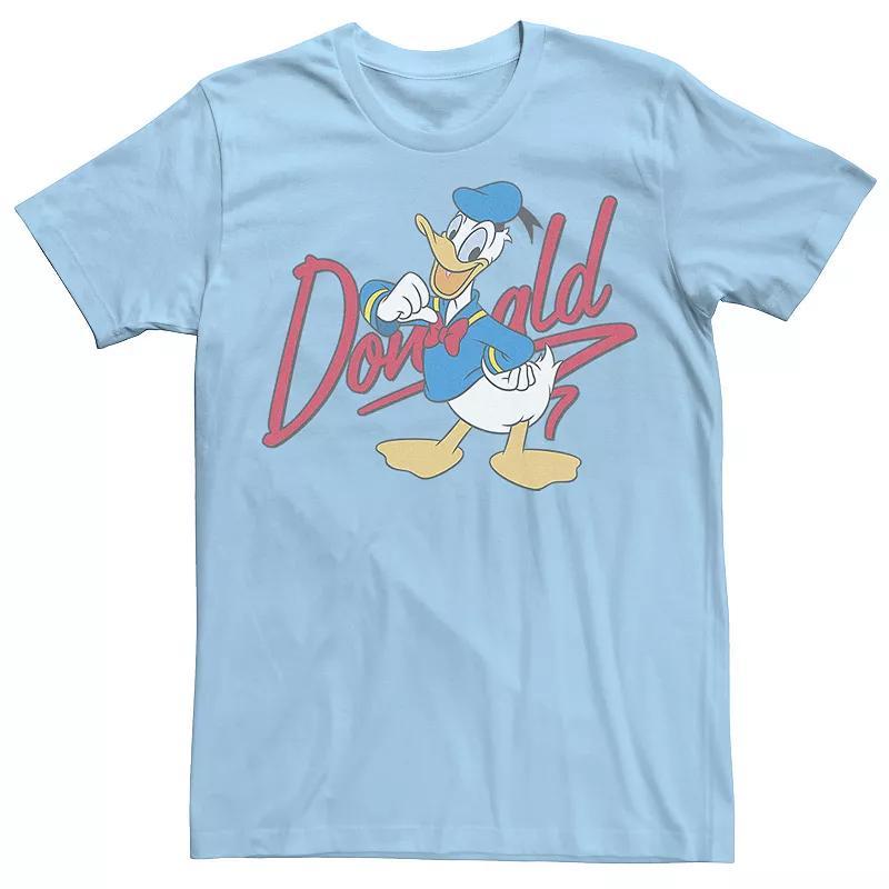 Disneys Donald Duck Mens Red Cursive Text Logo Portrait Tee Product Image