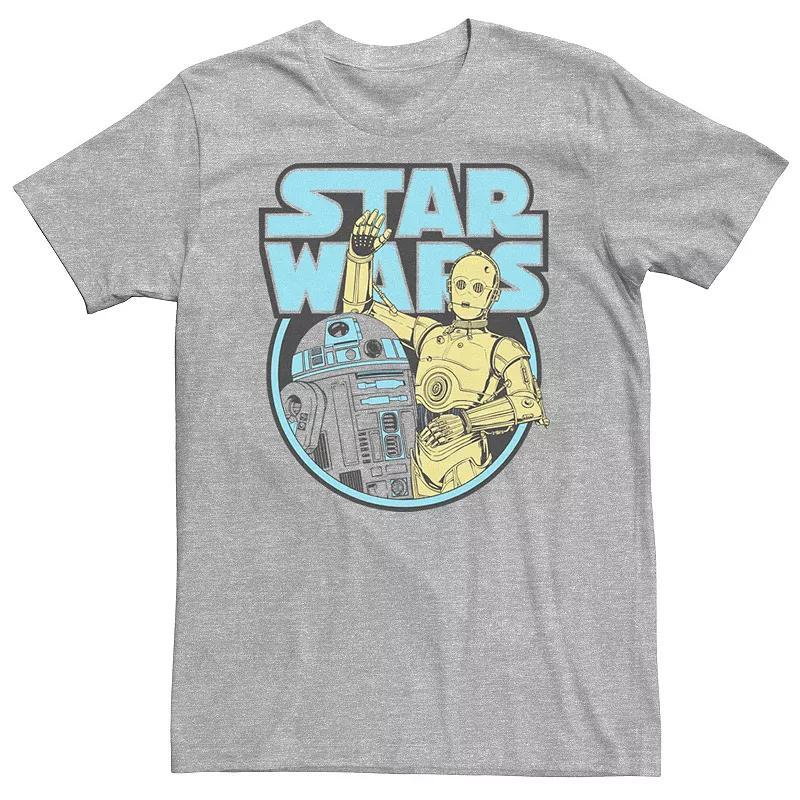 Mens Star Wars C-3PO & R2-D2 Color Pop Star Wars Logo Tee Athletic Grey Product Image