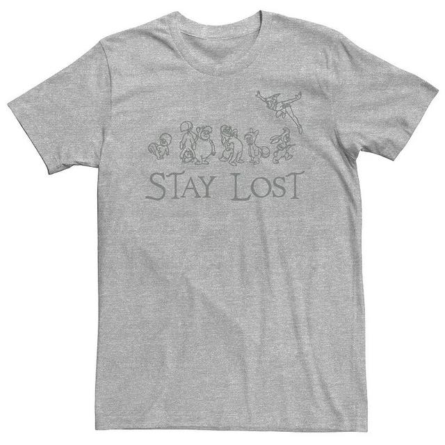 Big & Tall Disney Peter Pan Lost Boys Stay Lost Green Outline Tee, Mens Athletic Grey Product Image