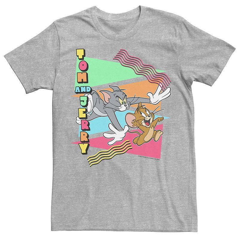 Mens Tom and Jerry 90s Stylized Graphic Tee Athletic Grey Product Image