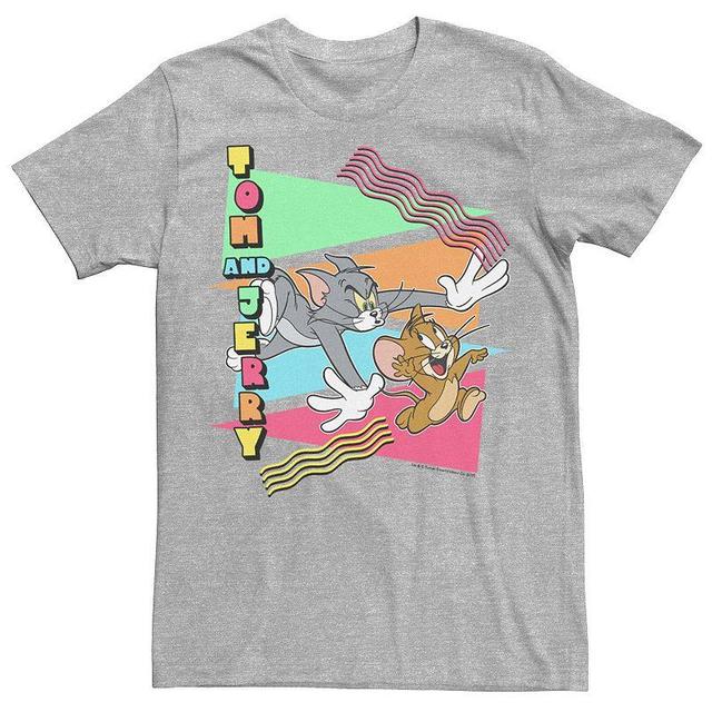 Mens Tom and Jerry 90s Stylized Graphic Tee Athletic Grey Product Image