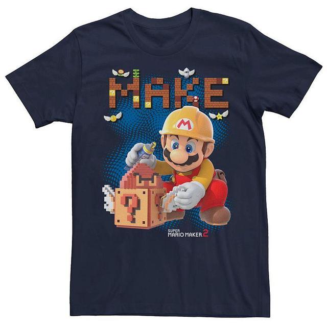 Mens Nintendo Super Mario Maker 2 Imagination Short Sleeve Tee Blue Product Image