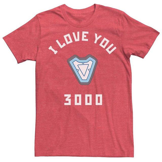 Mens Marvel Iron Man I Love You 3000 Tee Red Grey Product Image