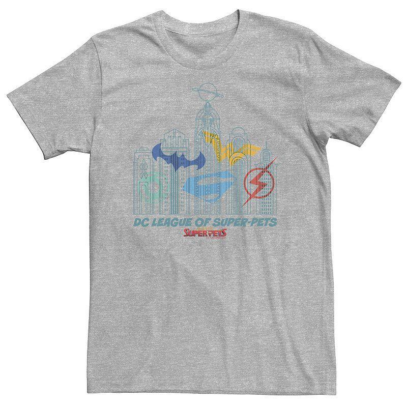 Big & Tall DC Comics Super Pets Superhero Skyline Logos Tee, Mens Athletic Grey Product Image