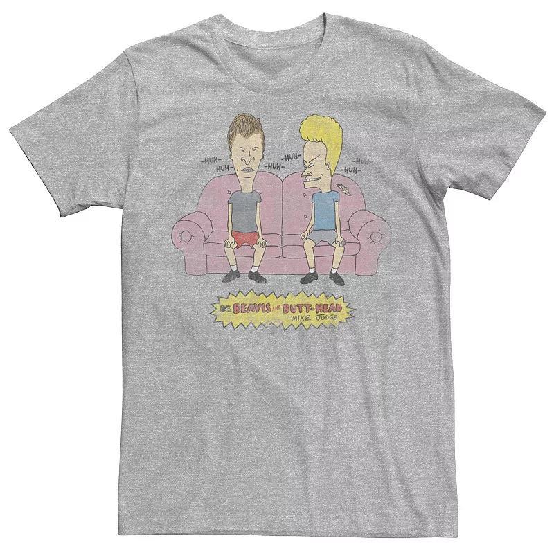 Mens Beavis And Butthead Couch Laughs Short Sleeve Tee Athletic Grey Product Image