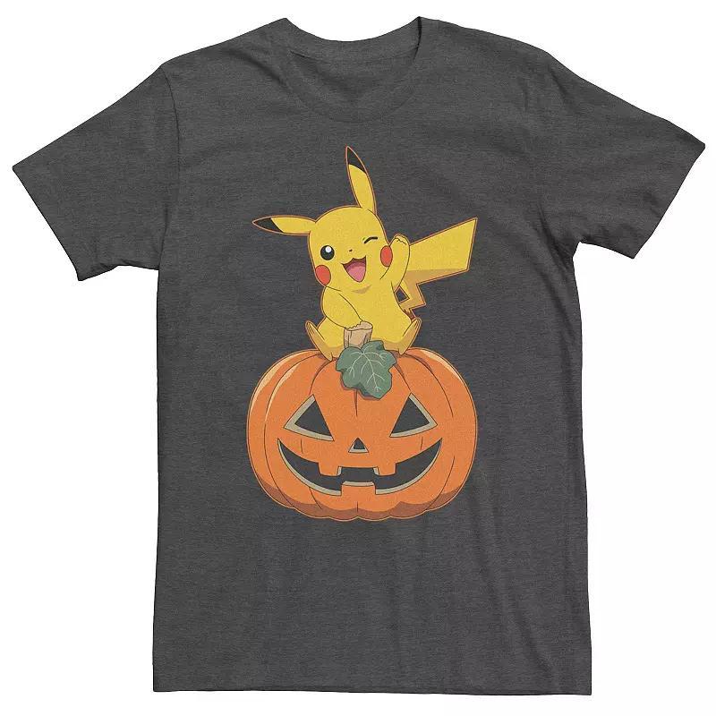 Mens Pokmon Pikachu Sitting On Pumpkin Tee Grey Heather Product Image