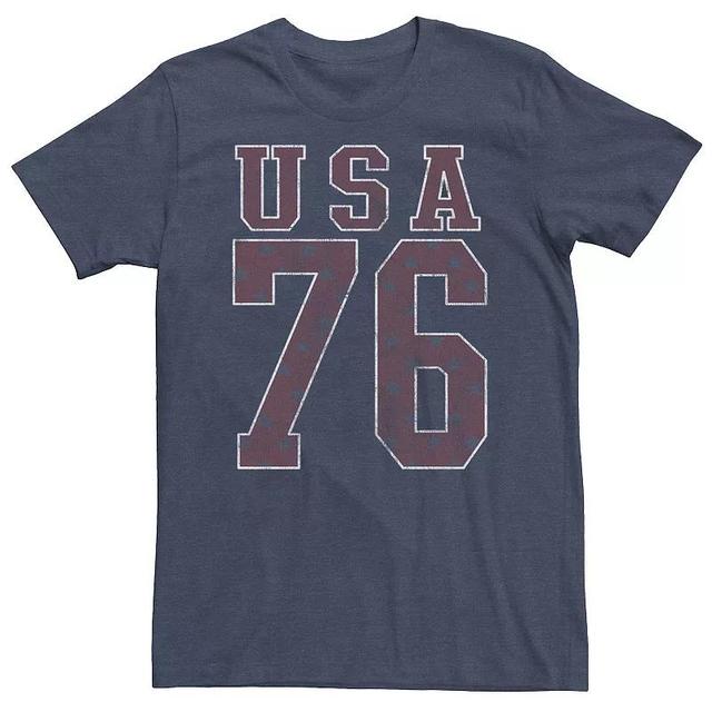 Big & Tall Fifth Sun USA 76 Distressed Text Tee, Mens Navy Grey Product Image