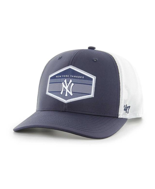 Mens 47 /White New York Yankees Burgess Trucker Snapback Hat, Blue Product Image