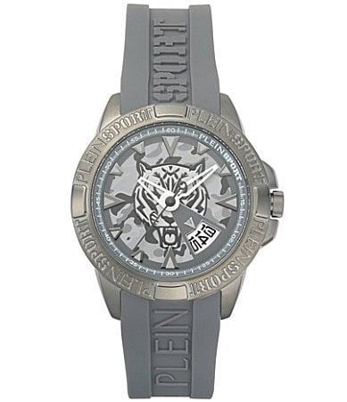 Plein Sport Mens Touchdown Gray Silicone Strap Watch 44mm - Gray Product Image