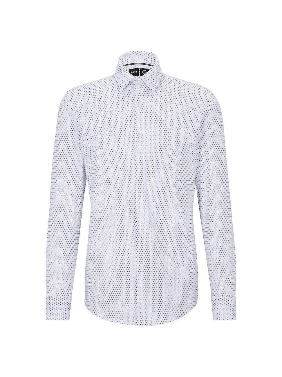 Mens Slim-Fit Shirt in Patterned Italian Performance-Stretch Fabric Product Image