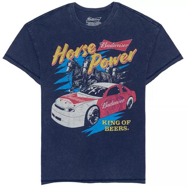 Mens Budweiser Racing Horse Power Graphic Tee Blue Product Image