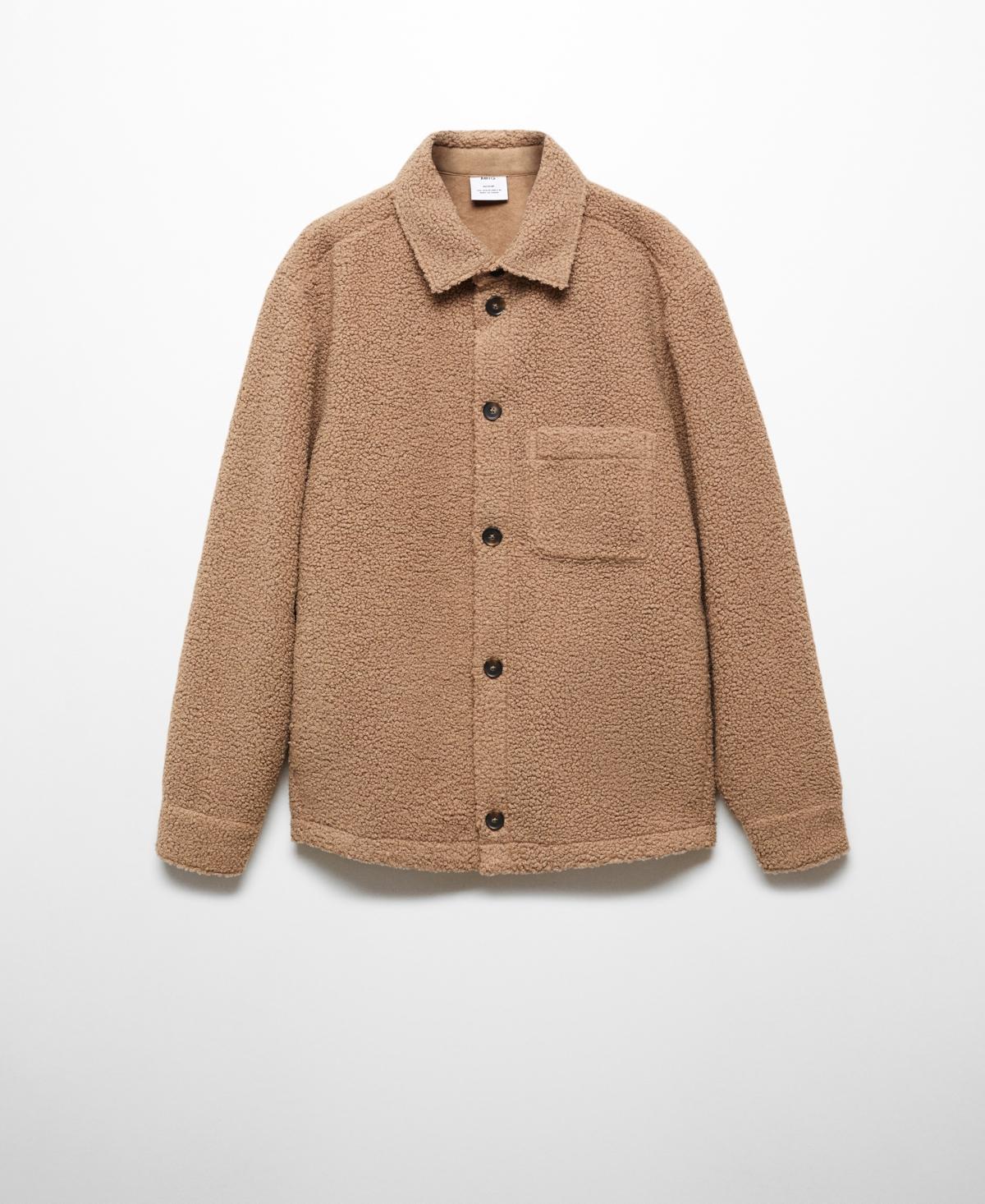 MANGO MAN - Shearling overshirt with pocket medium brownMen Product Image