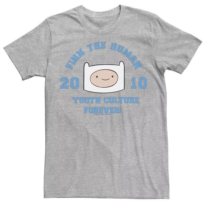 Mens Adventure Time Finn The Human Youth Culture Forever Graphic Tee Grey Product Image