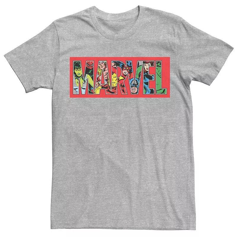 Mens Marvel Logo Character Fill Tee Athletic Grey Product Image