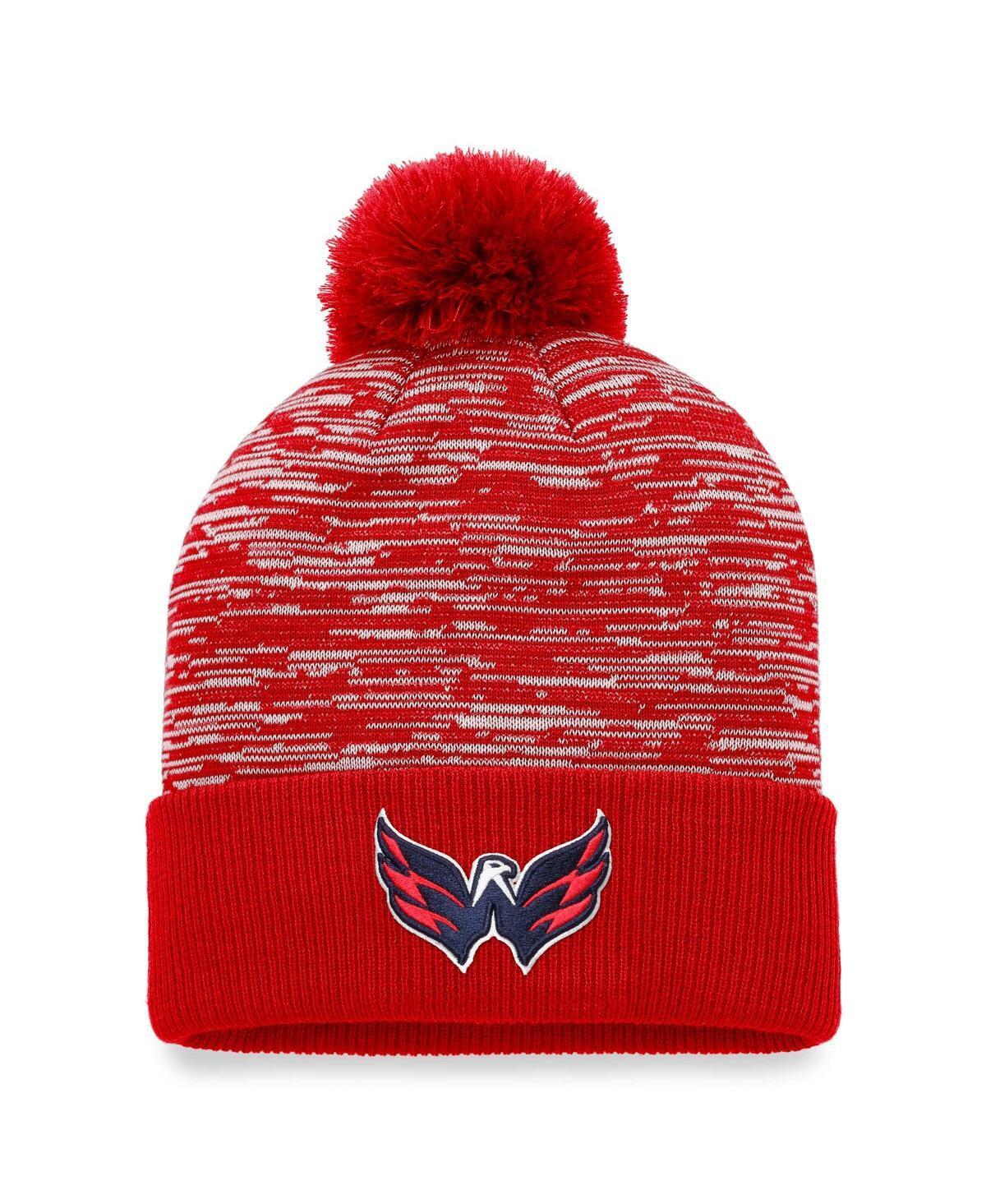 Mens Fanatics Red Washington Capitals Defender Cuffed Knit Hat with Pom Product Image