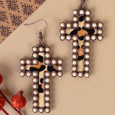 Encased Cross Earrings- 3 Colors Product Image