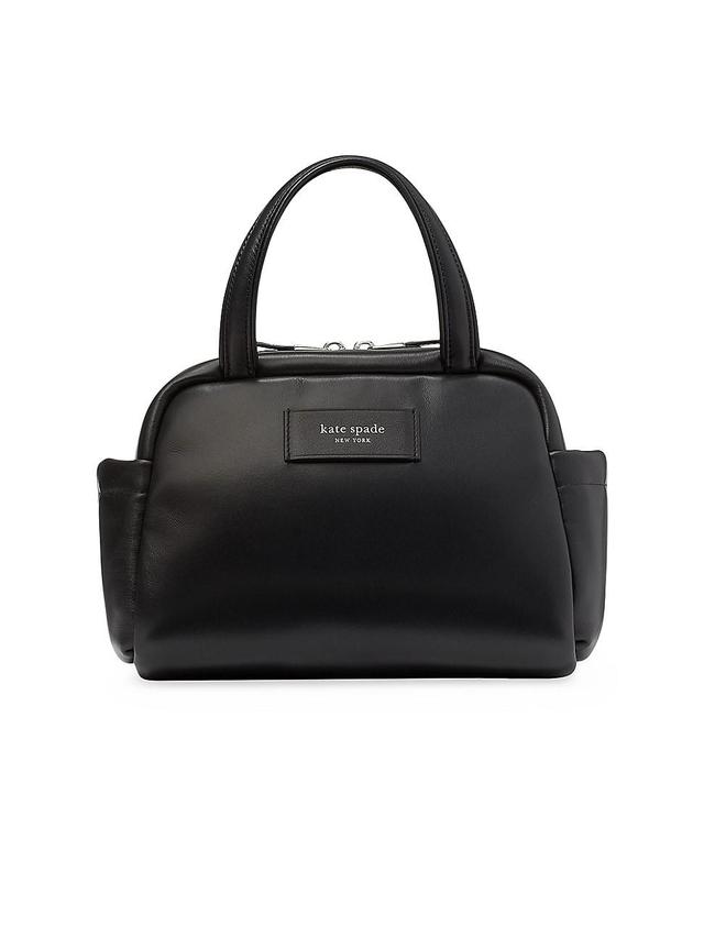 Womens Puffed Smooth Leather Satchel Product Image