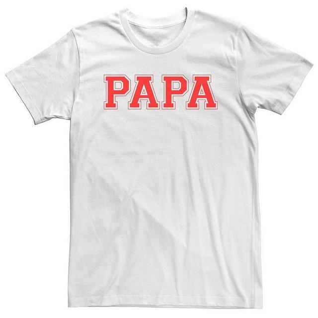 Big & Tall Fathers Day Papa Collegiate Outlined Block Letters Tee, Mens, Size: 3XL, White Product Image