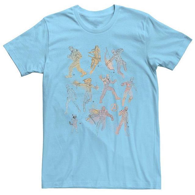 Mens Marvel Avengers Endgame Watercolor Group Shot Tee Light Blue Product Image