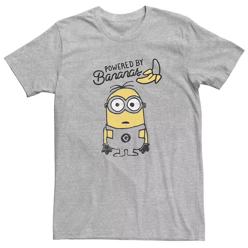 Mens Despicable Me Minion Powered By Bananas Tee Athletic Grey Product Image