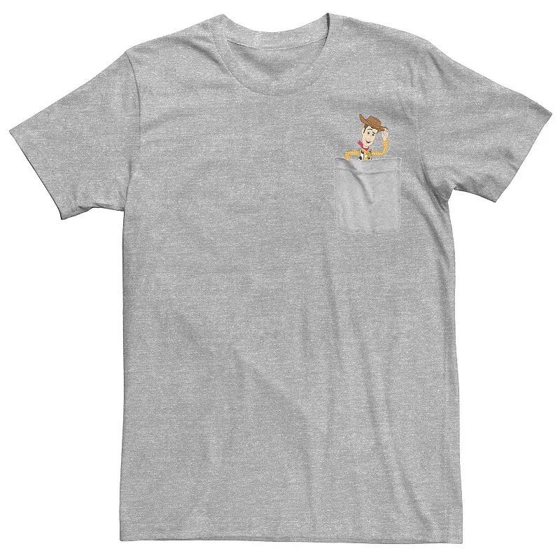 Mens Disney / Pixar Toy Story Woody Faux Pocket Tee, Mens Athletic Grey Product Image