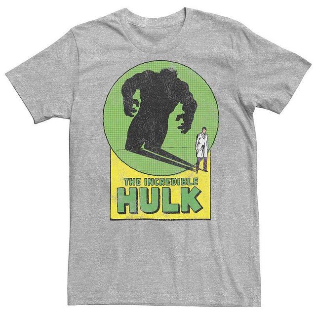 Mens Marvel Hulk Transformation Retro Poster Tee Athletic Grey Product Image