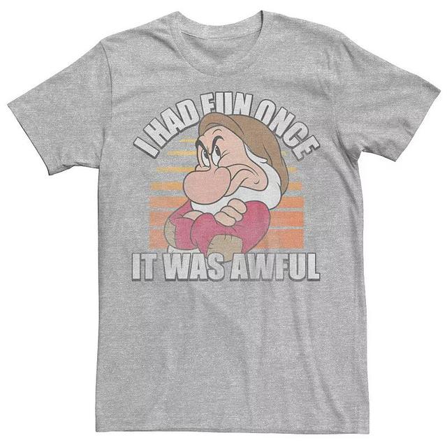 Disneys Snow White Big & Tall Grumpy I Had Fun Once It Was Awful Graphic Tee, Mens Athletic Grey Product Image