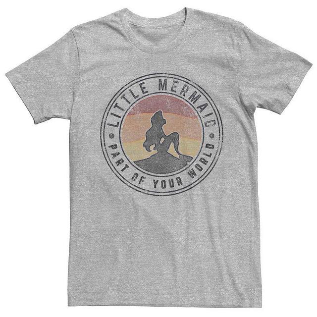 Disneys The Little Mermaid Ariel Mens Retro Sunset Logo Graphic Tee Athletic Grey Product Image