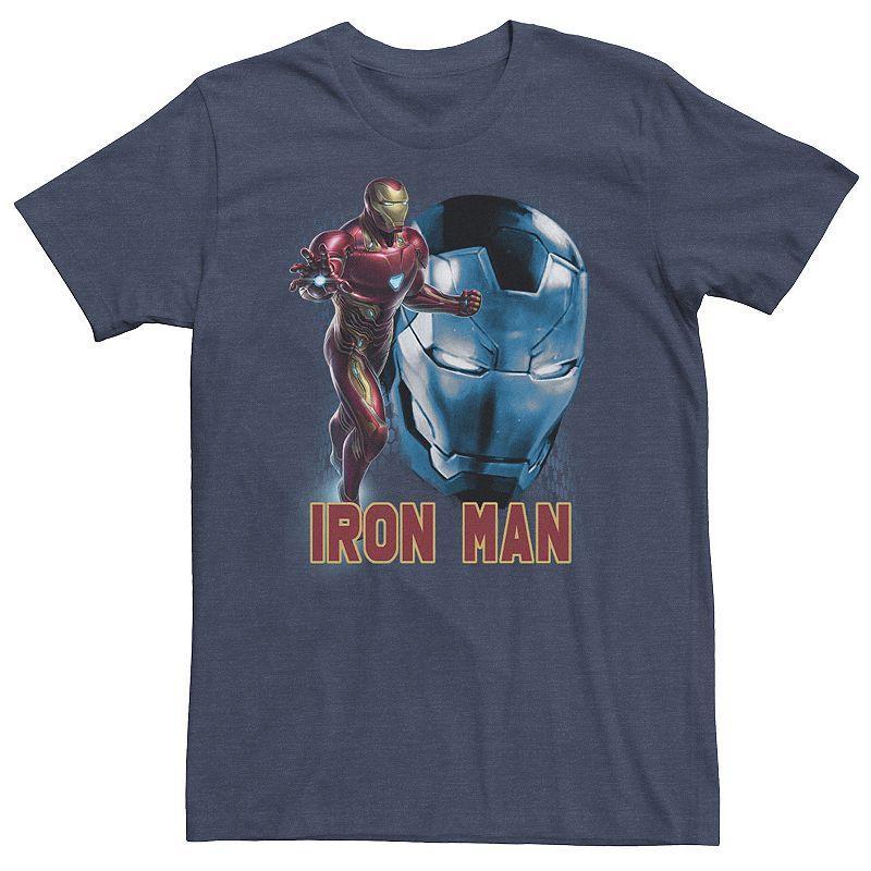 Big & Tall Marvel Avengers Endgame Iron Man Side Profile Tee, Mens Navy Grey Product Image