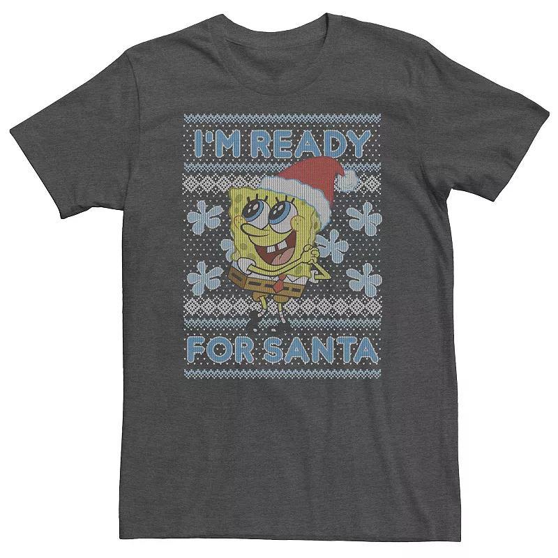 Big & Tall Nickelodeon SpongeBob SquarePants Im Ready For Santa Ugly Christmas Sweater Tee, Mens Product Image