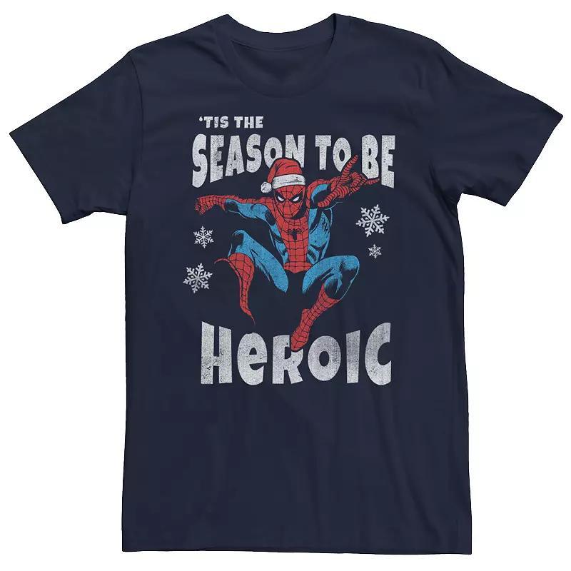 Mens Marvel Spider-Man Season To Be Heroic Holiday Tee Blue Product Image