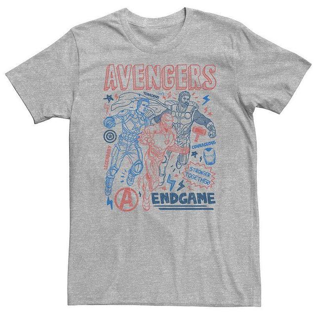 Big & Tall Marvel Avengers Endgame Doodle Collage Logo Tee, Mens Athletic Grey Product Image