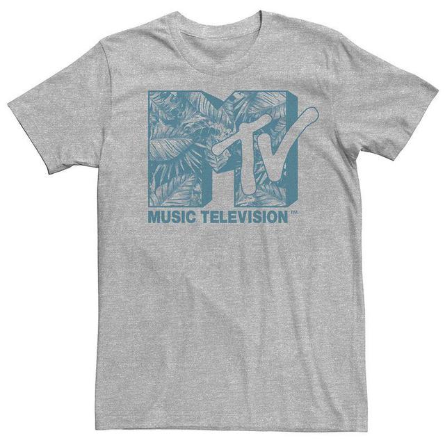 Mens MTV Logo Deep Teal Tropical Style Tee Athletic Grey Product Image