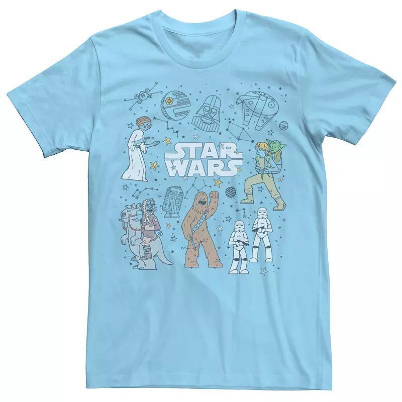 Mens Star Wars Group Shot Constellation Doodles Tee Product Image