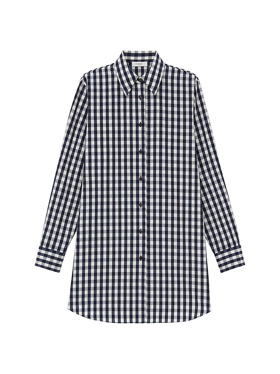 Womens Gingham Crinkle Cotton-Linen Oversized Shirt Product Image