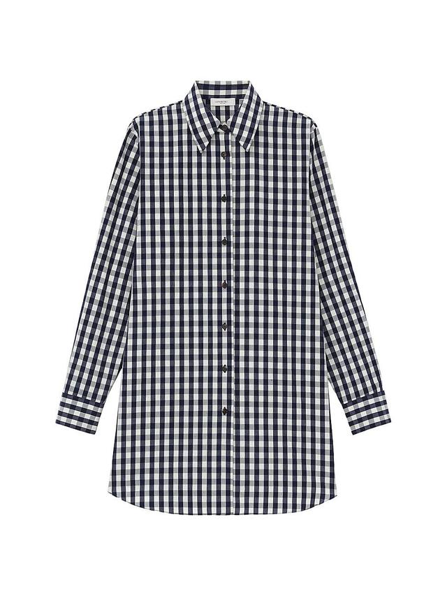 Womens Gingham Crinkle Cotton-Linen Oversized Shirt Product Image