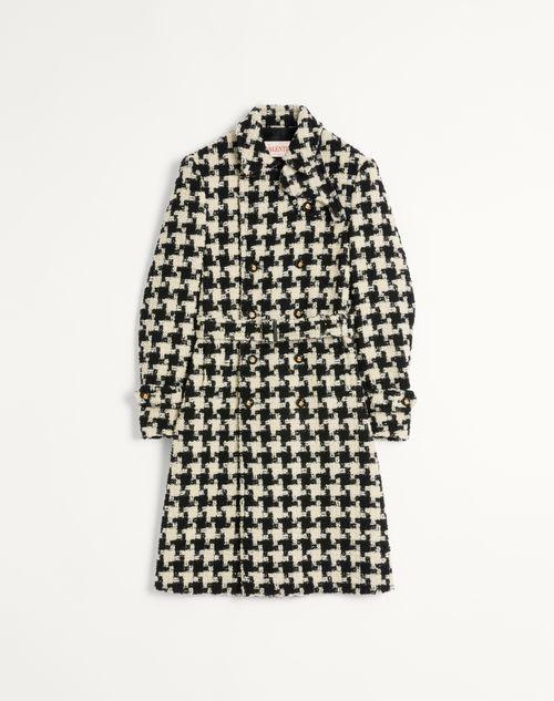 DOUBLE-BREASTED WOOL TRENCH COAT WITH PIED DE COQUE PATTERN Product Image