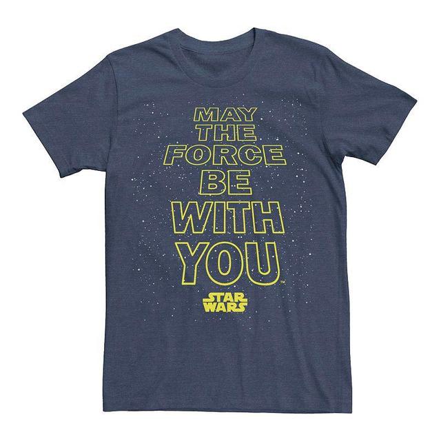 Mens Star Wars May The Force Be With You Classic Text Graphic Tee Navy Grey Product Image