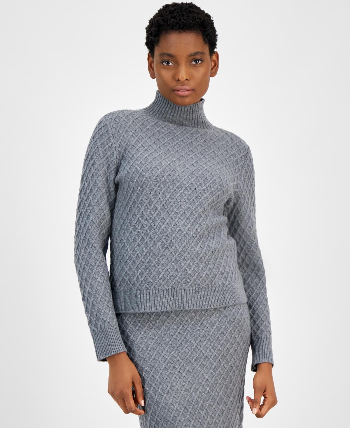 Anne Klein Womens Diamond Knit Turtleneck Sweater product image