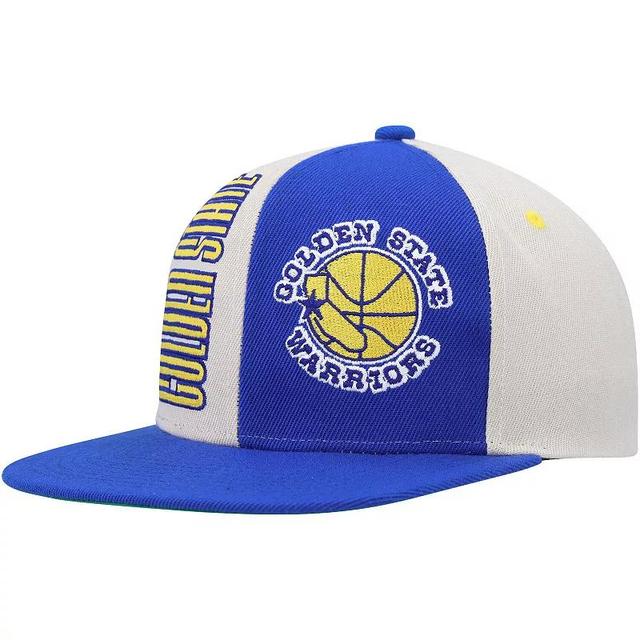 Mens Mitchell & Ness Cream/Royal Golden State Warriors Hardwood Classics Pop Snapback Hat Product Image