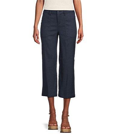 NYDJ Wide Leg Cropped Cargo (Oxford Navy) Women's Casual Pants Product Image