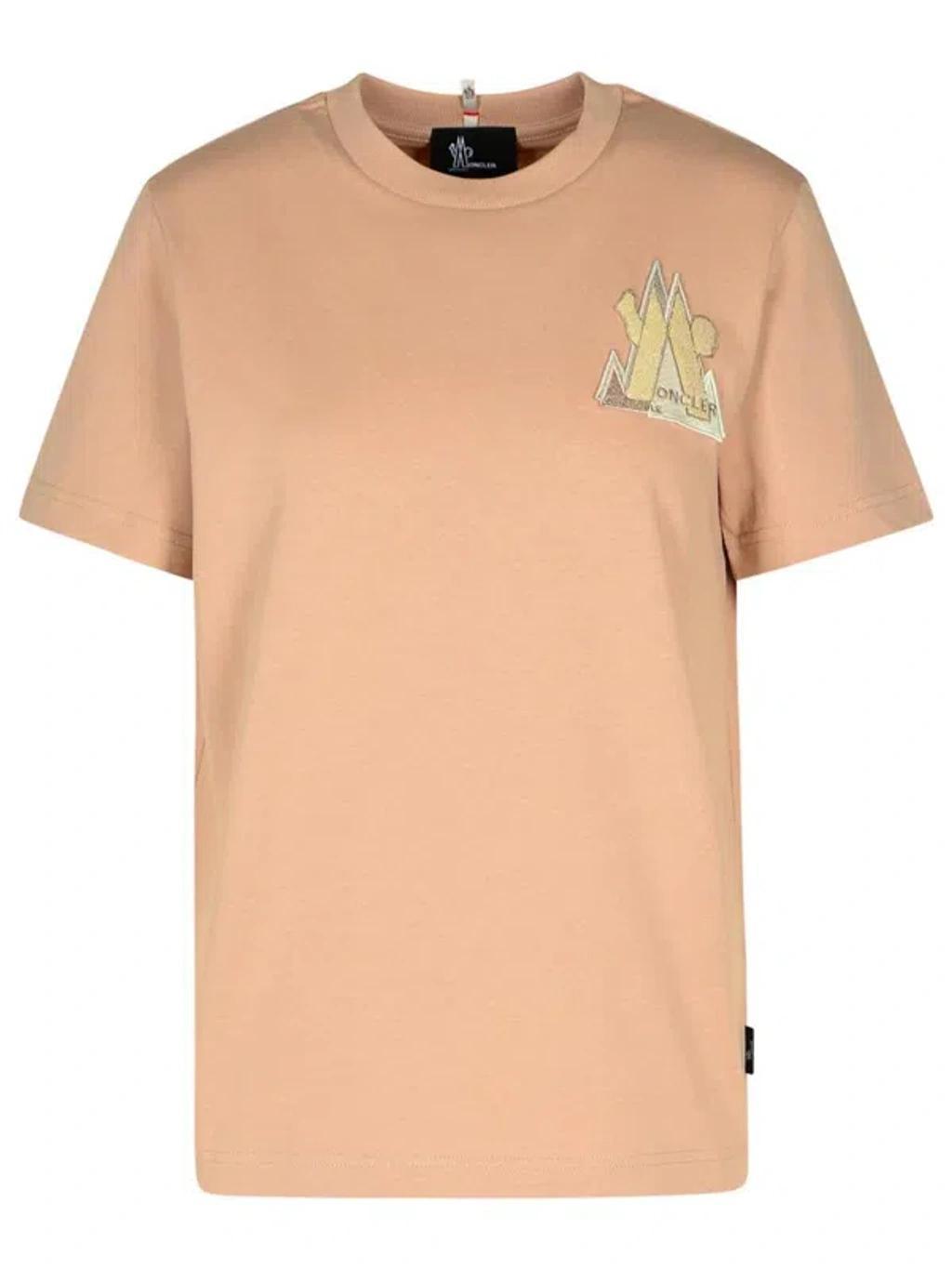 MONCLER Cotton T-shirt Graphic Print In Pink Product Image