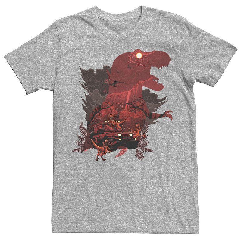 Mens Jurassic Park T-Rex Red Safari Collage Graphic Tee Product Image