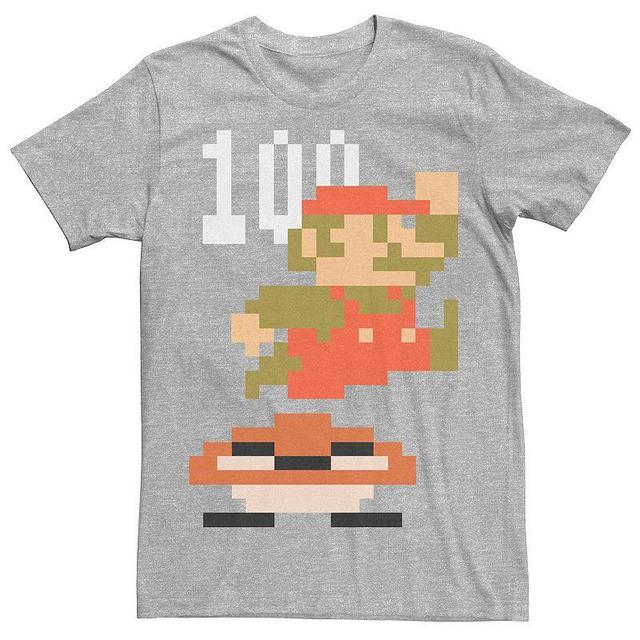 Mens Nintendo Super Mario 8-bit Goomba Jump 100 Points Tee Athletic Grey Product Image