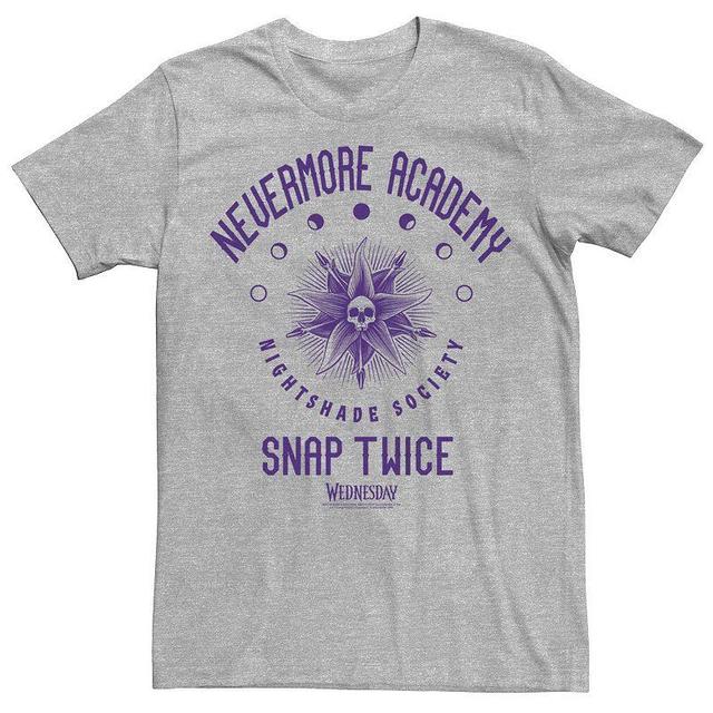 Mens Wednesday Nevermore Academy Snap Twice Logo Tee Med Grey Product Image