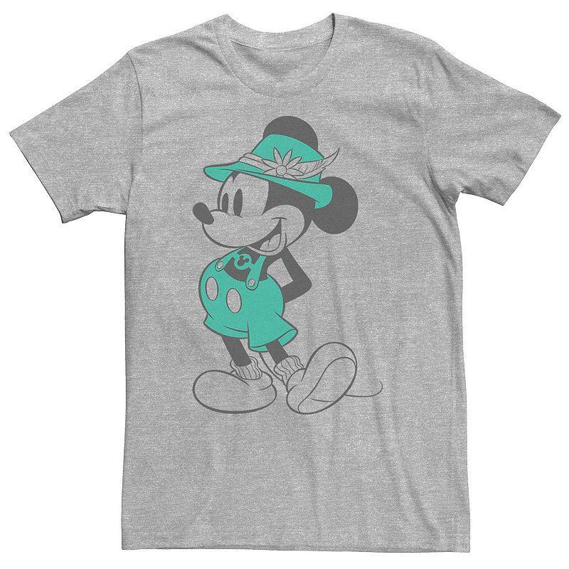 Big & Tall Disney Mickey Mouse Vintage Lederhosen Portrait Tee, Mens Athletic Grey Product Image